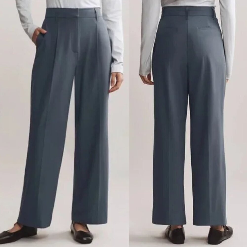 NWT New $148 Rhone Commuter Pleat Blue Slate Gray Pants Size 14